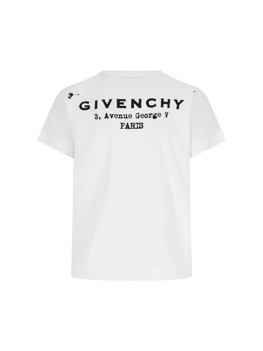 Givenchy White Contrast Logo T-Shirt With Round Neckline