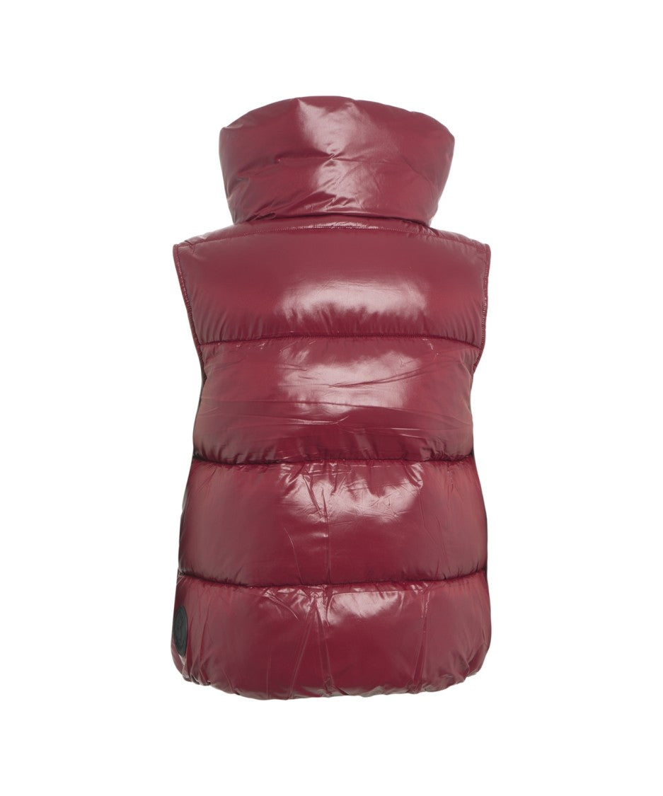 Save The Duck Plumtech Padded Puffer Gilet With High Collar And Snap-Button Pockets