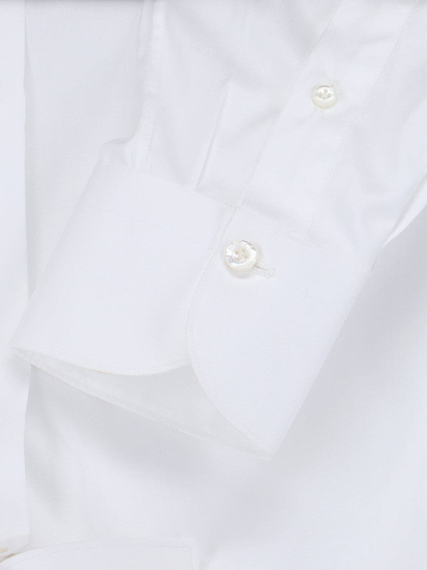 Finamore Timeless White Button-Down Shirt With Structured Collar