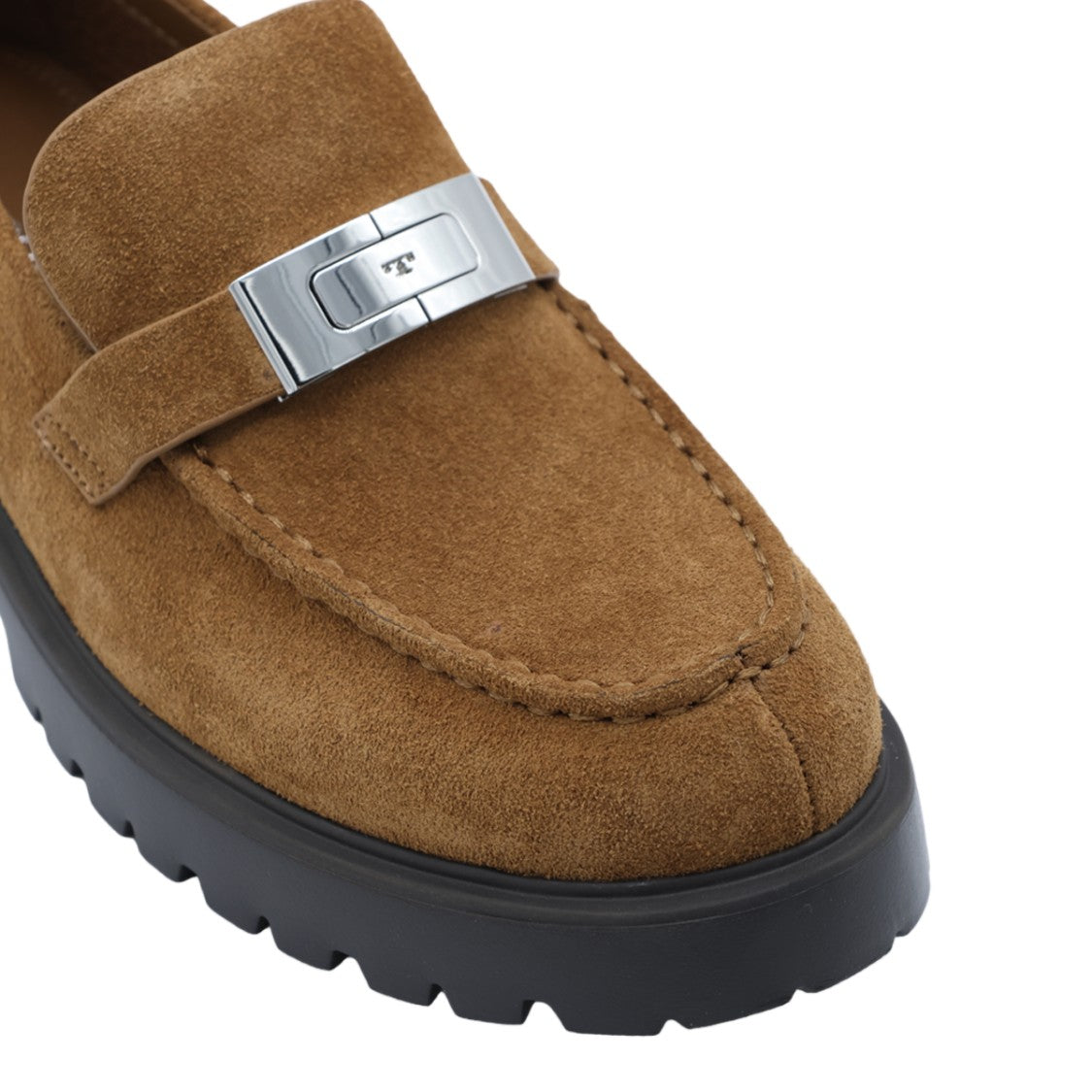 Tory Burch Brown Suede Moccasin-Style Flats With Chunky Sole