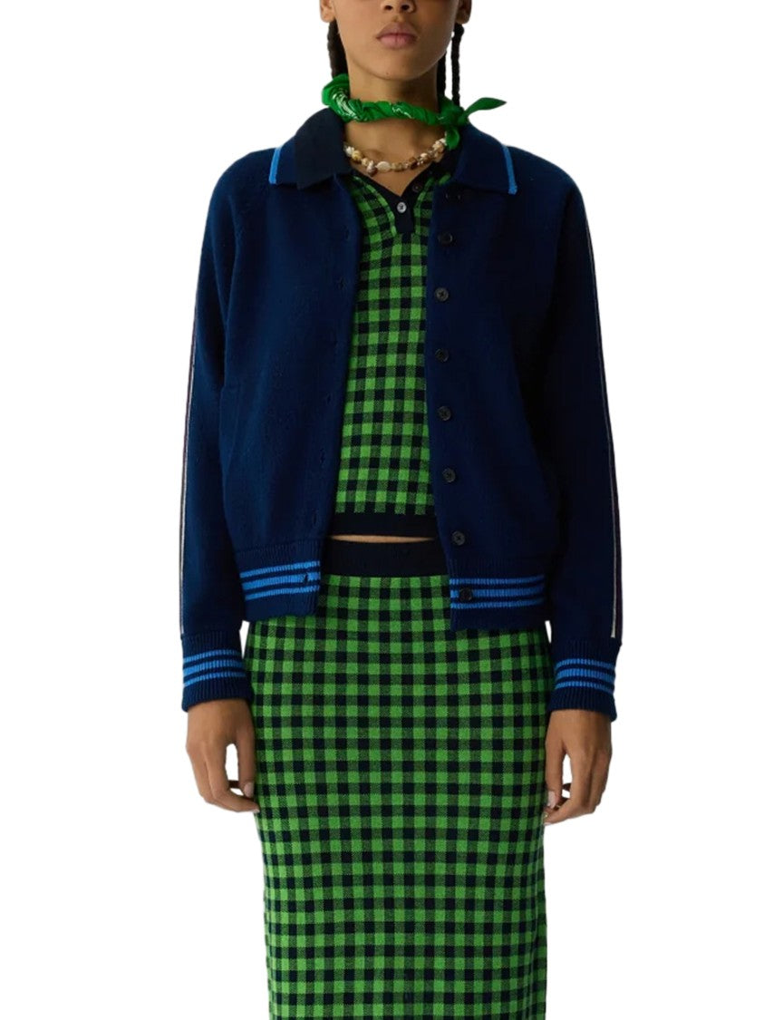 Guest In Residence Gingham Long Skirt With Solid Black Waistband