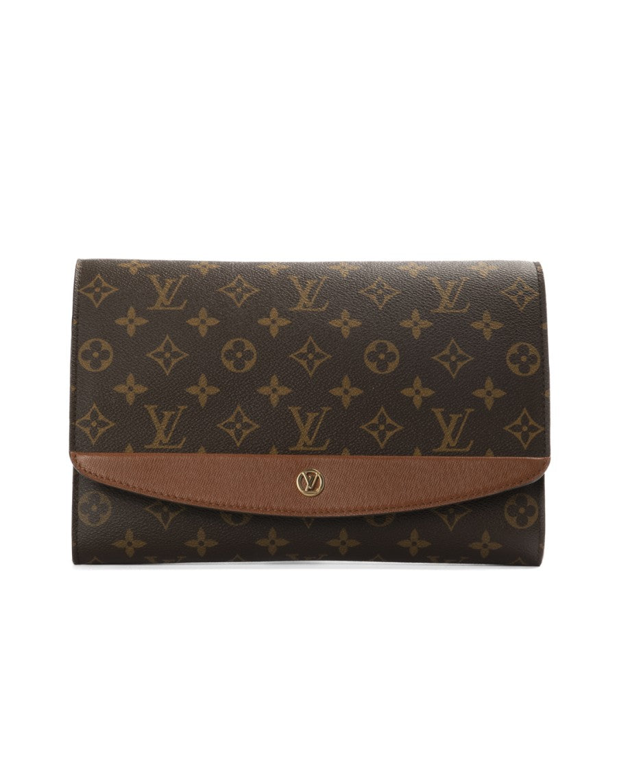 Louis Vuitton Bordeaux Mm Monogram Clutch With Signature Gold Hardware
