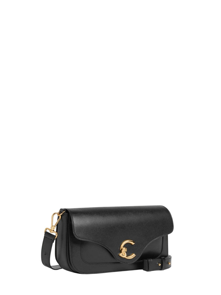 Coccinelle Rectangular Shoulder Bag With Gold-Tone Clasp And Adjustable Strap
