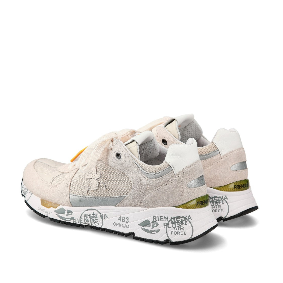 Premiata Mase Sneakers In Light Beige Suede And Technical Fabric
