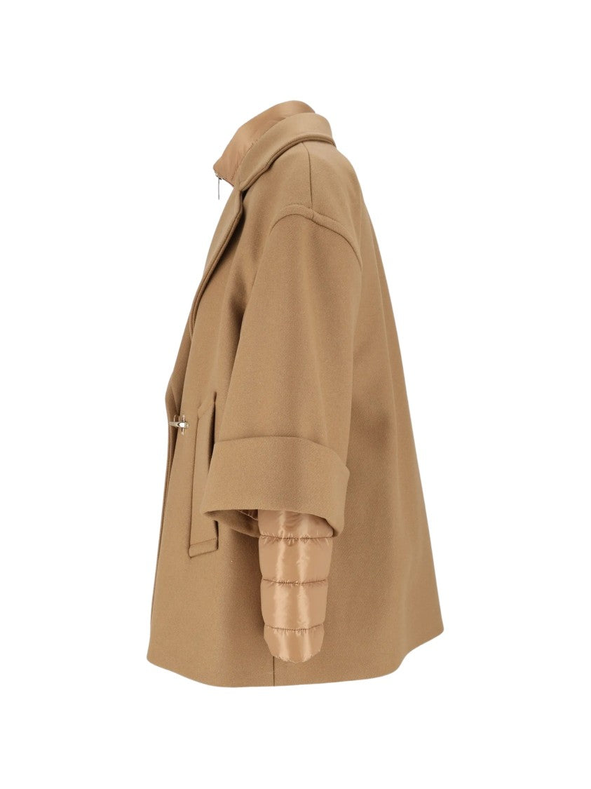 Fay Camel Brown Layered Wool-Blend Coat