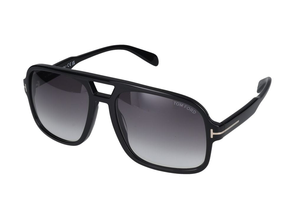 Tom Ford Black Double Bridge Oversized Square Sunglasses