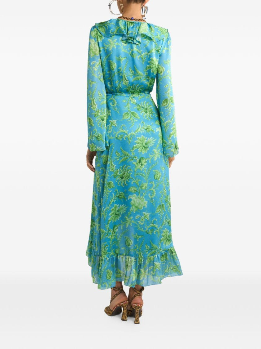 Etro Light Blue Silk Midi Dress