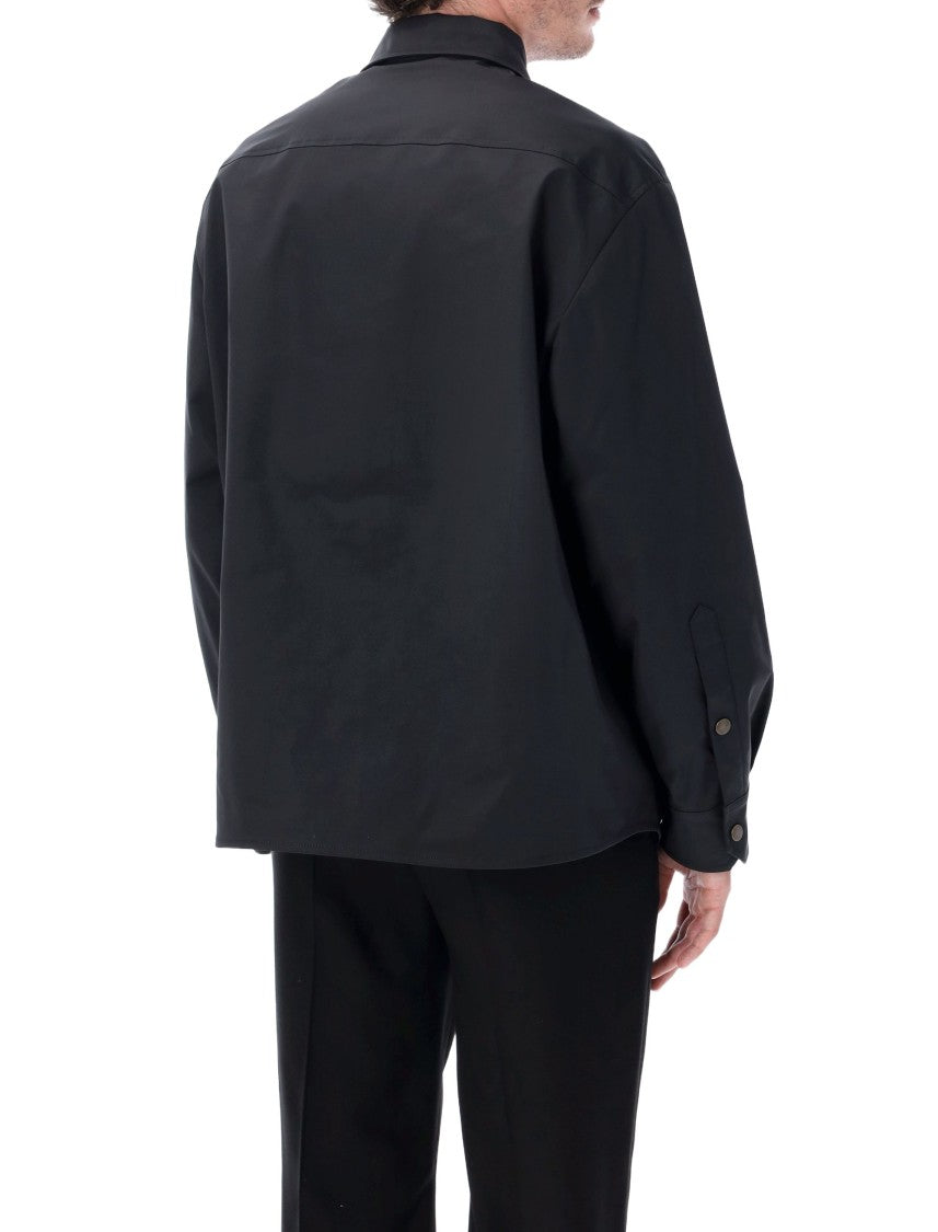 Valentino Garavani Black Matte Nylon V-Accent Shirt Jacket