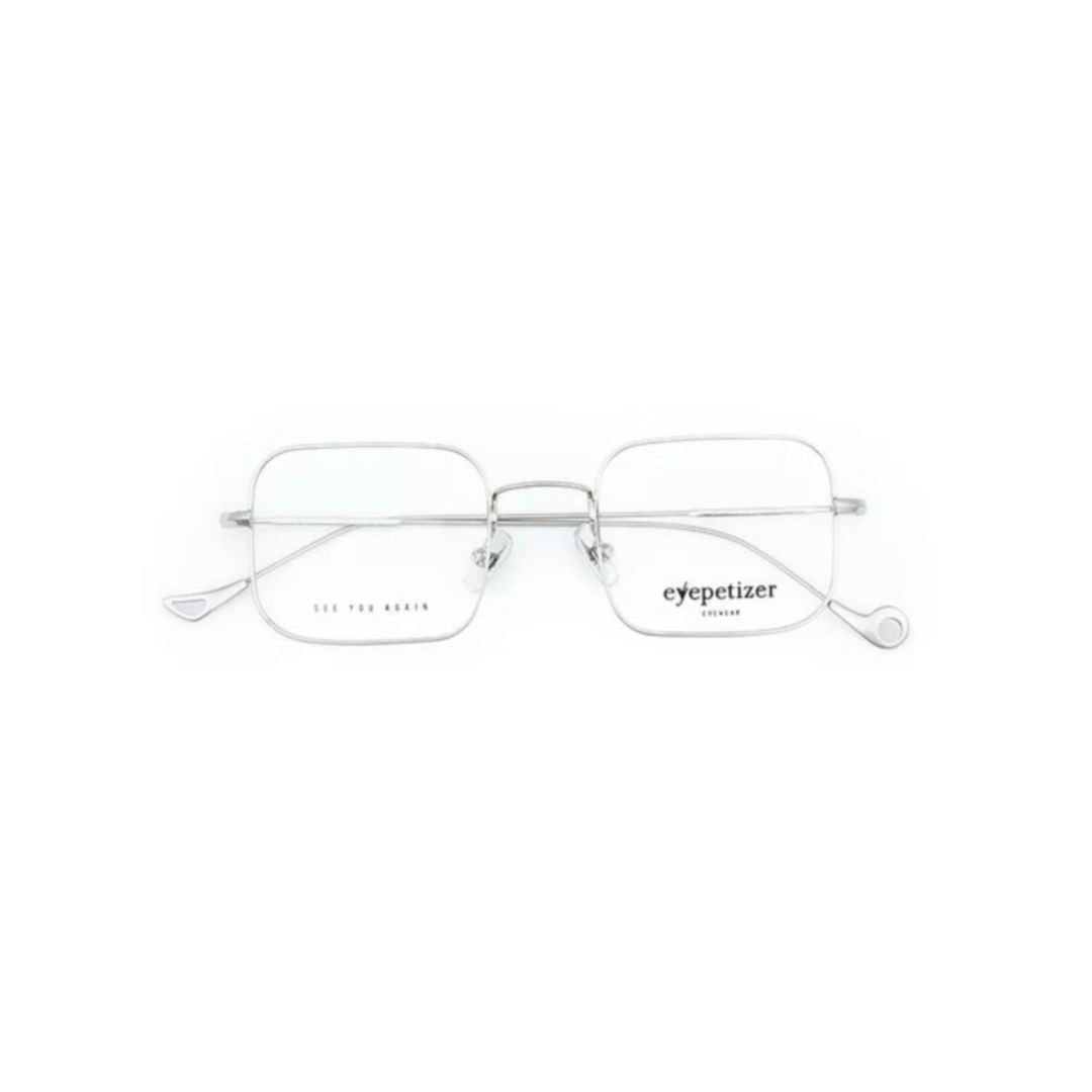 Eyepetizer Brando Rectangular Silver-Tone Eyeglasses With Minimalist Design