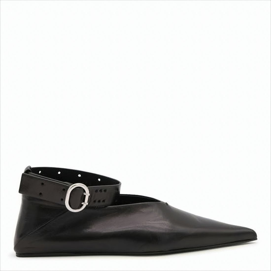Jil Sander Pointed Toe Flats With Ankle Strap