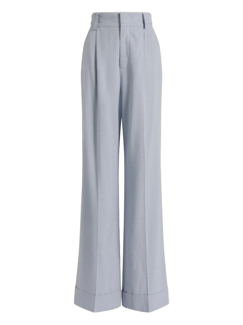 Alberta Ferretti Blue Pantalone High-Waisted Wide-Leg Viscose Trousers