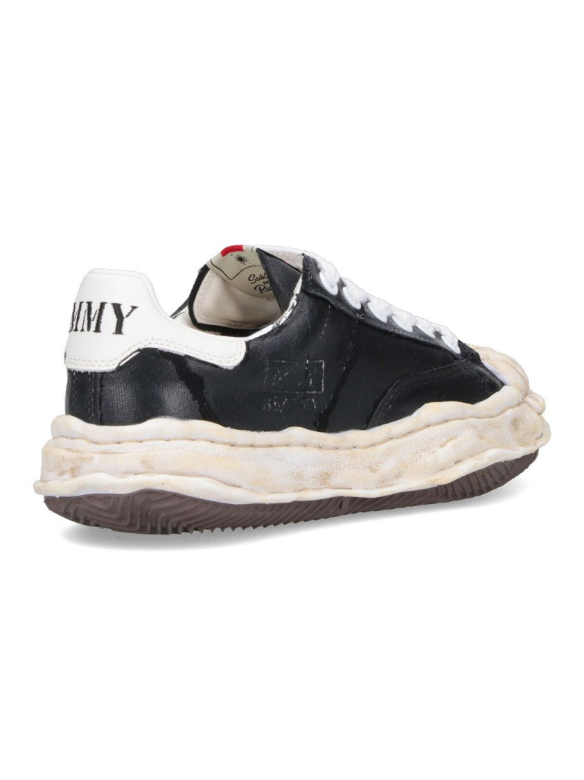 Maison Mihara Yasuhiro Artistic Black Leather Sneakers With Distressed Sole