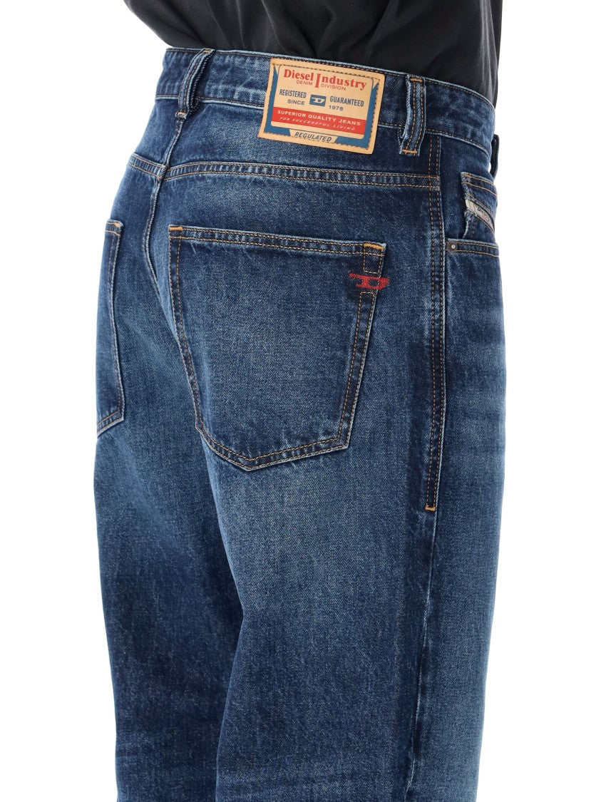 Diesel Mid-Blue Faded Straight-Leg Jeans