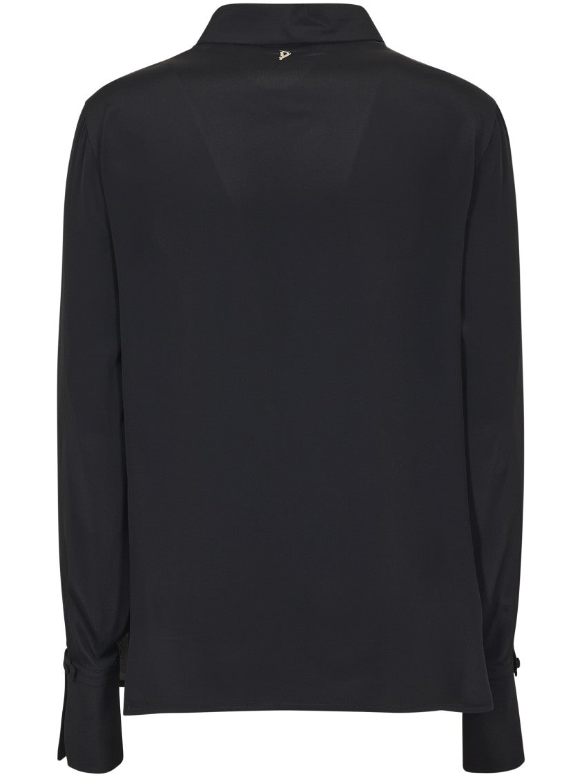 Dondup Satin-Finish Black Shirt With Classic Collar