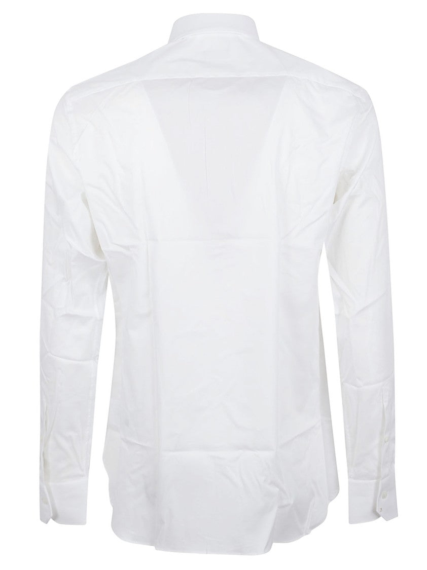 Zegna Long-Sleeve Cotton-Lycra Shirt With Crisp Collar