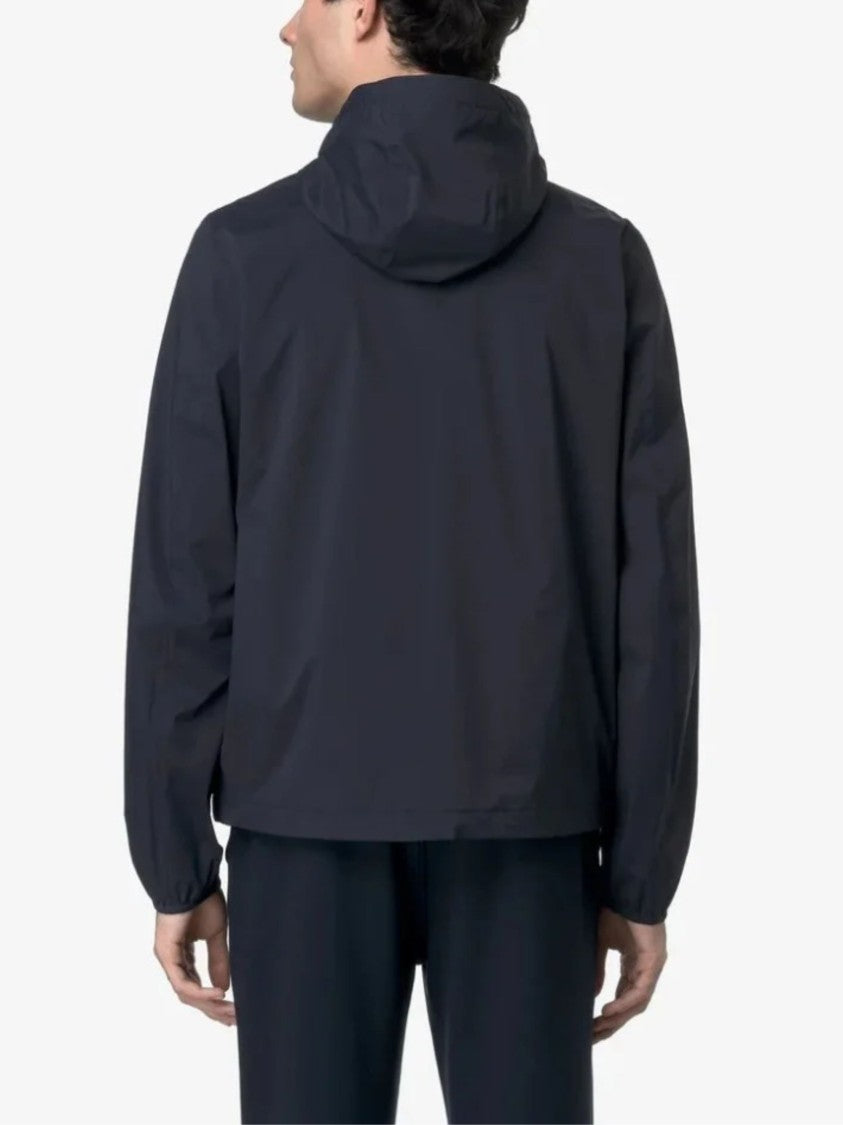 K-Way Blue Stretch Nylon Hooded Jacket