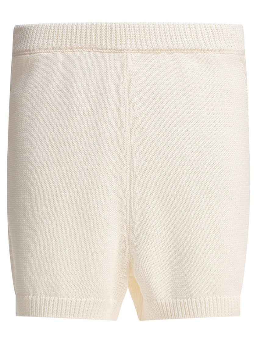 Loulou De Saison Textured White Knitted Shorts