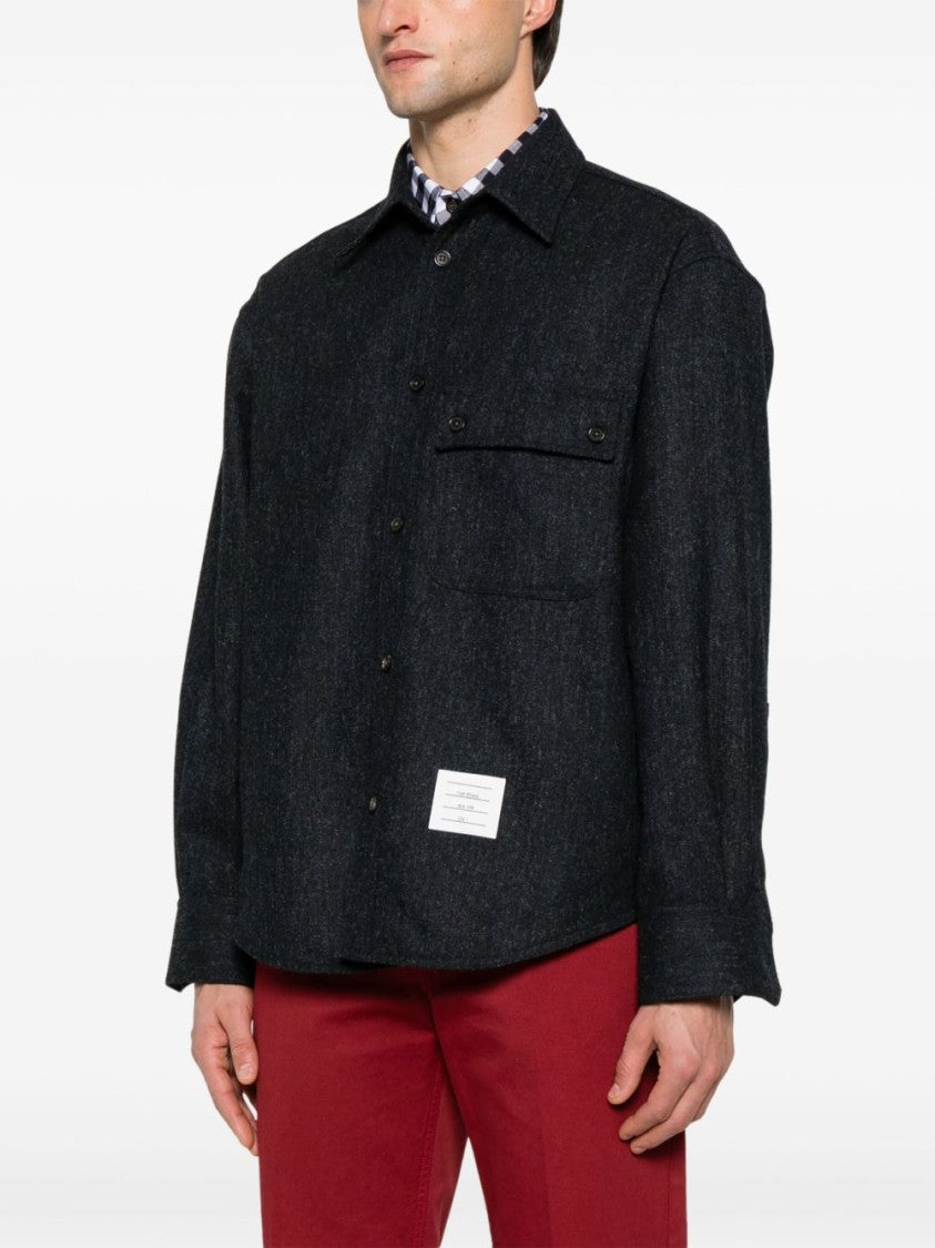 Thom Browne Midnight Blue Tweed Oversized Shirt
