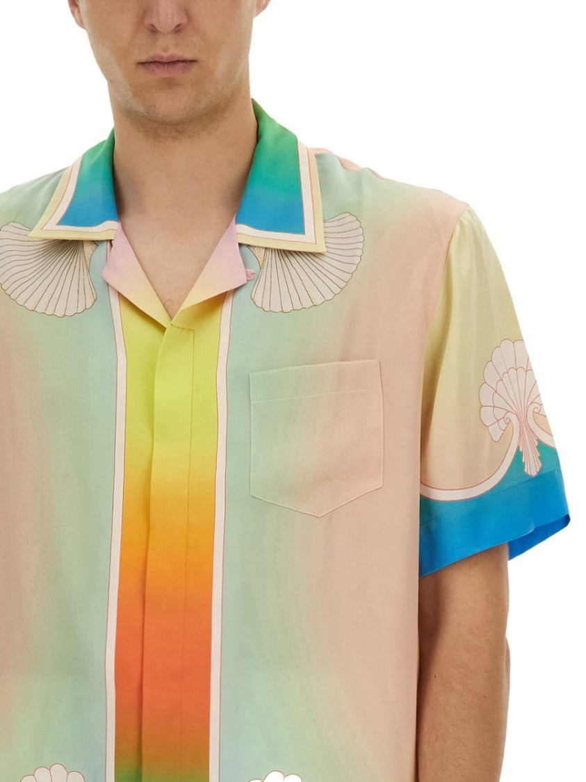 Casablanca Short-Sleeved Silk Shirt With Pastel Gradient