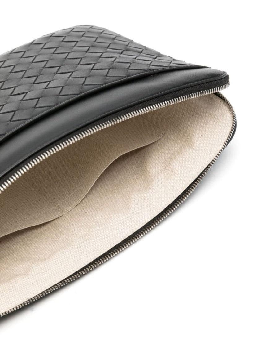 Bottega Veneta Woven Calf Leather Document Holder With Zip Closure