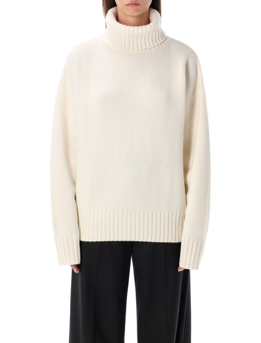 Rhea Heavy Knit Turtleneck Sweater With Thick Ribbed Details