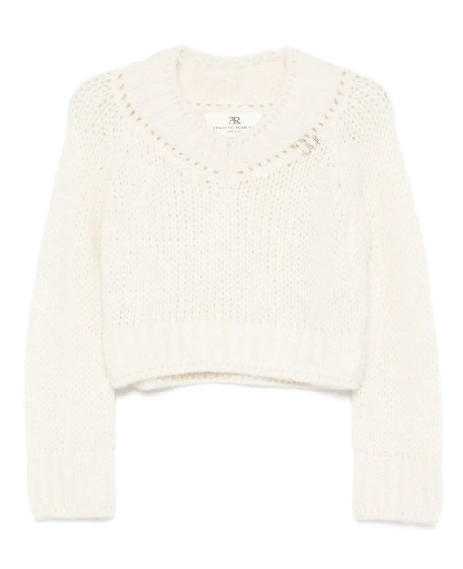 Ermanno Scervino Long Sleeve V-Neck Sweater