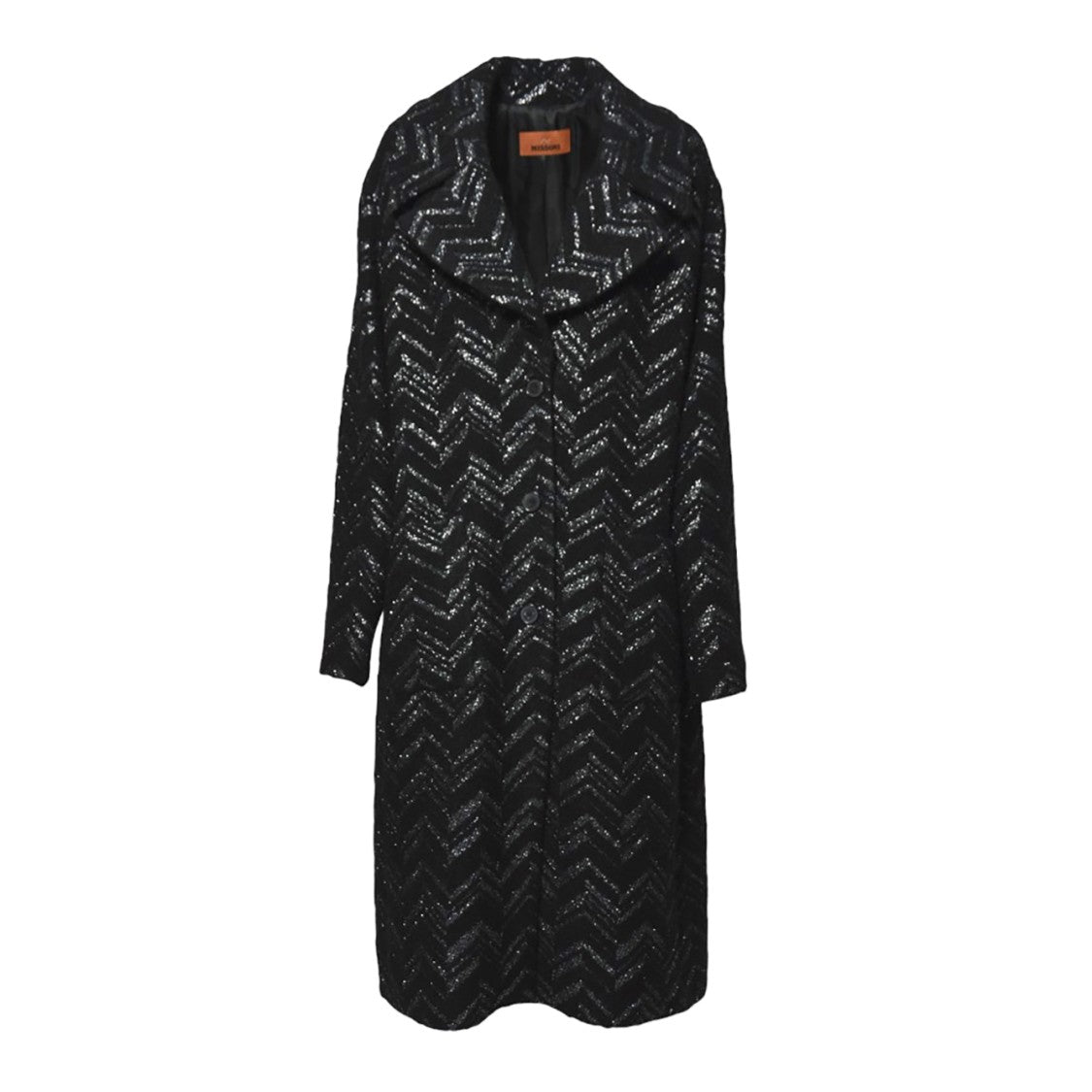 Missoni Black Bouclé Knit Coat With Lame Chevron