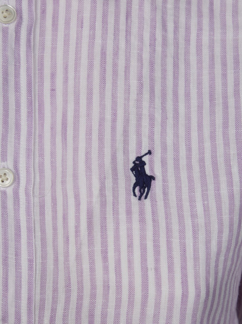 Polo Ralph Lauren Lavender Striped Linen Button-Down Shirt