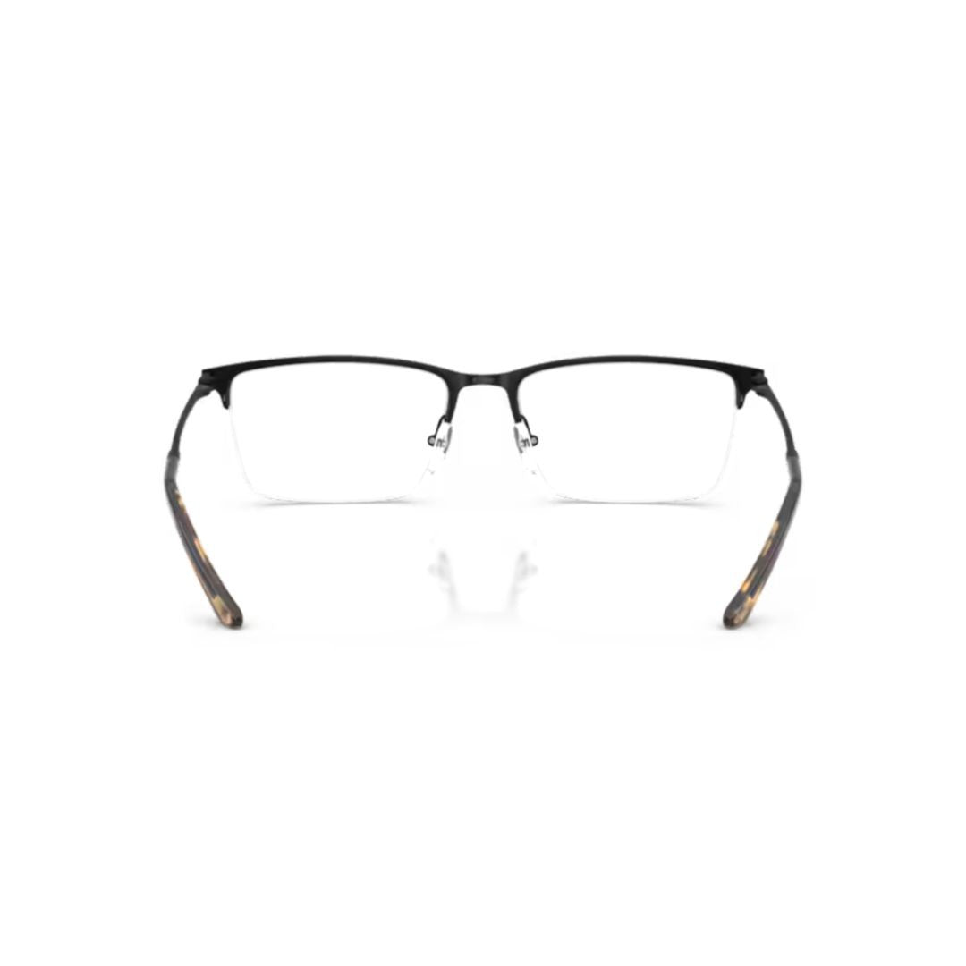 Emporio Armani 0Ea1171 Rectangular Matte Black Metal Eyeglasses With Tortoiseshell Temples
