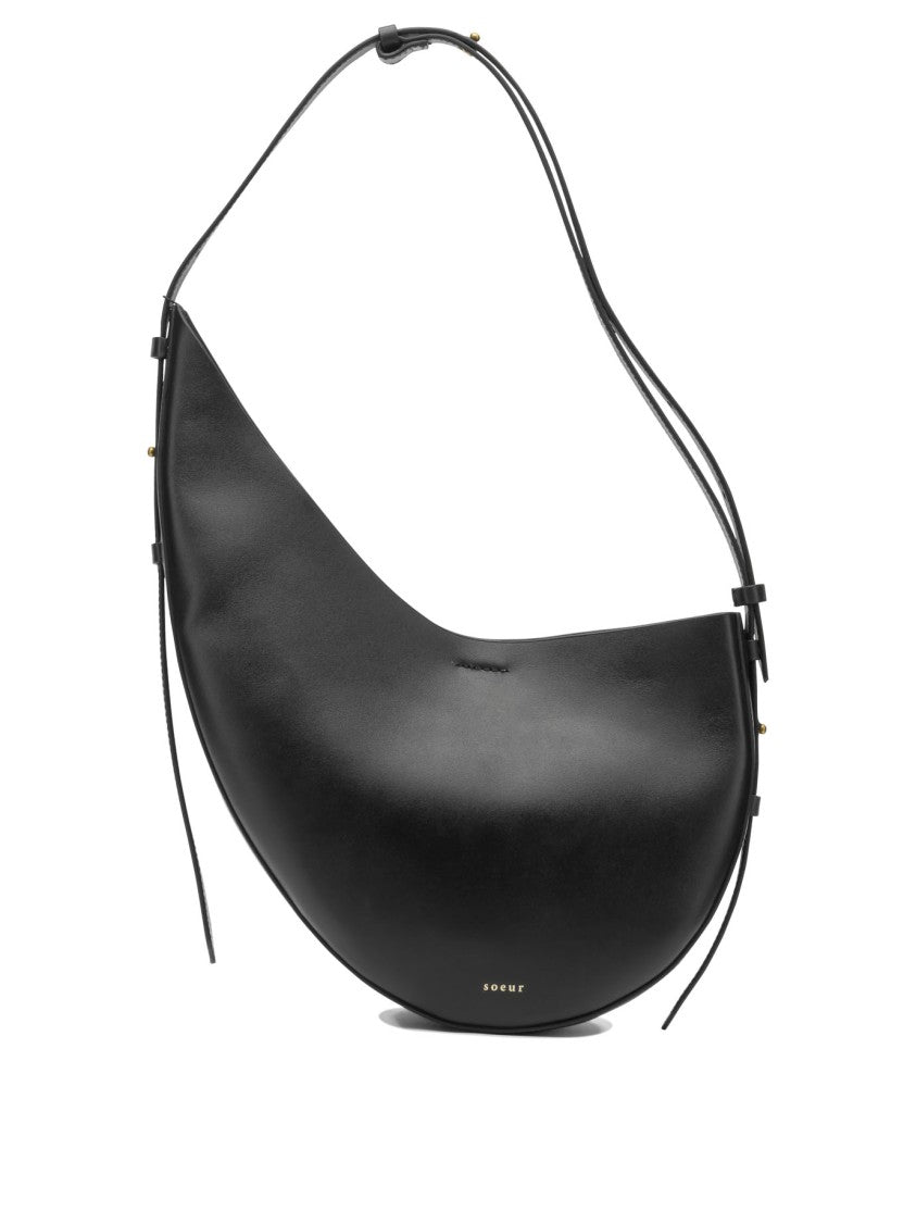 Soeur Crescent-Shaped Leather Shoulder Bag With Gold-Tone Accents
