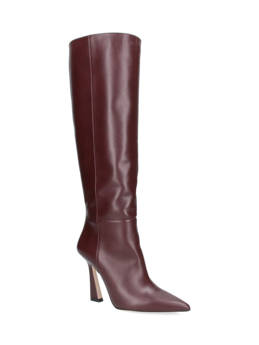 Stuart Weitzman Brown Vinnie 85 Sculptural Heel Calfskin Boots