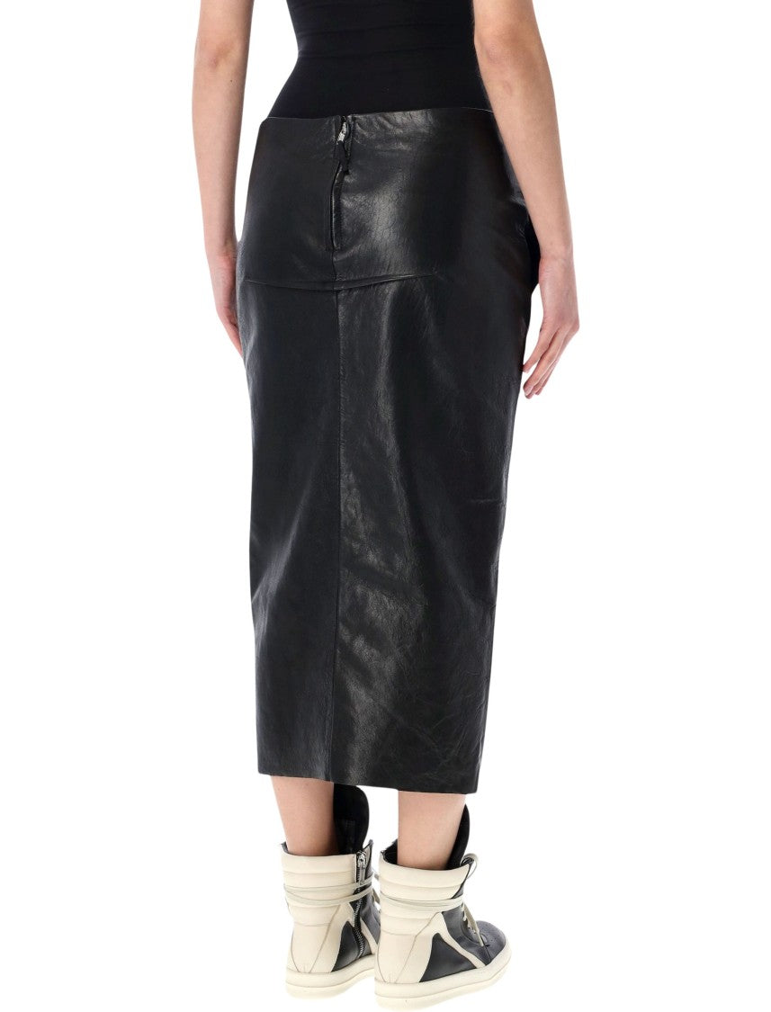 Rick Owens Calf Sliced Leather Skirt