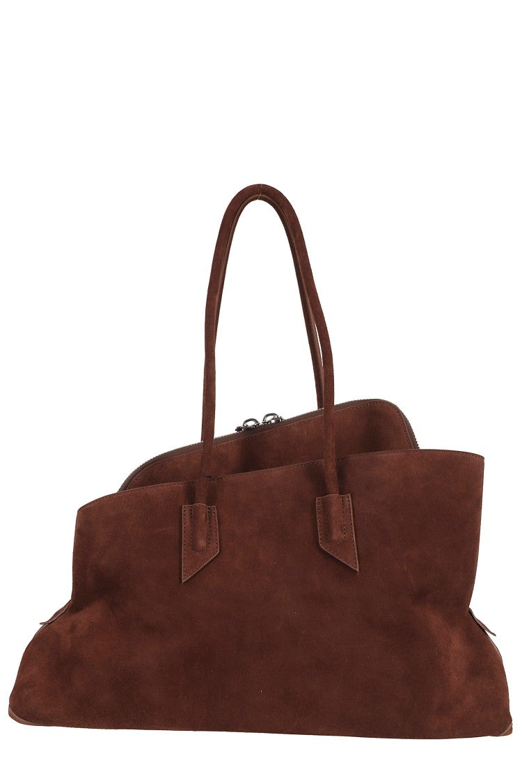 The Attico Light Brown La Passeggiata Medium Suede Tote Bag