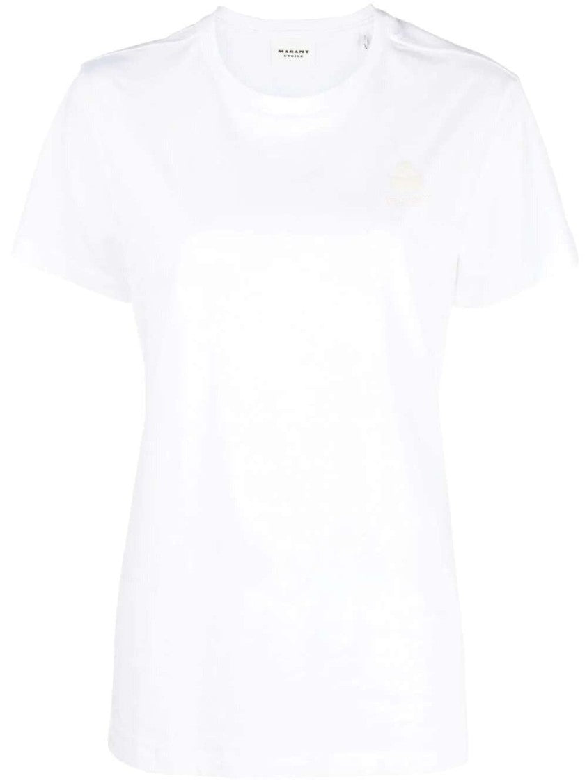 Isabel Marant Étoile White Embroidered-Logo Organic Cotton T-Shirt