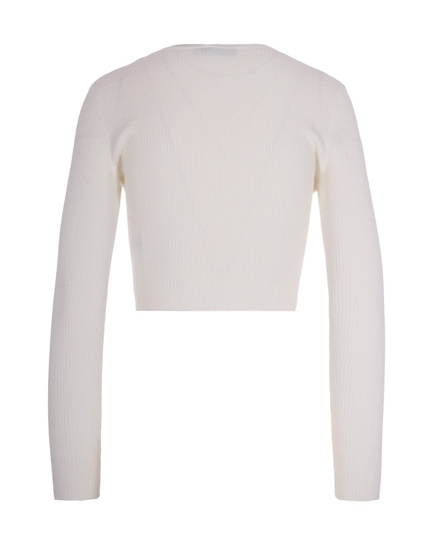 Elisabetta Franchi Fitted Ribbed Knit Top With Button Closure