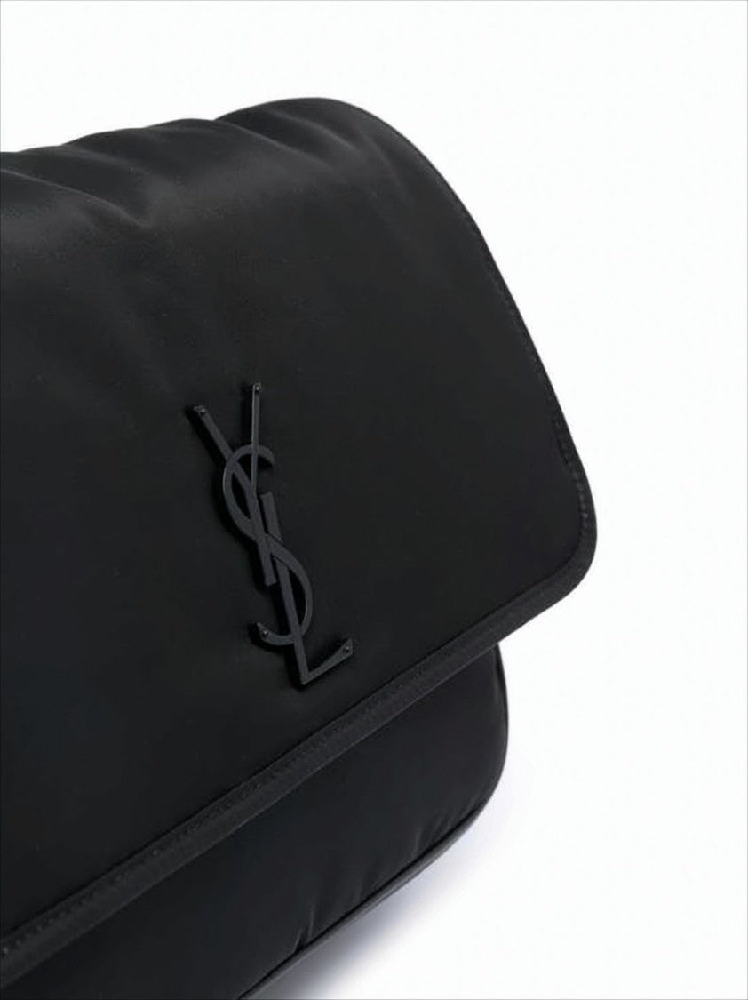 Saint Laurent Smooth Polyamide Crossbody Bag With Metal Emblem