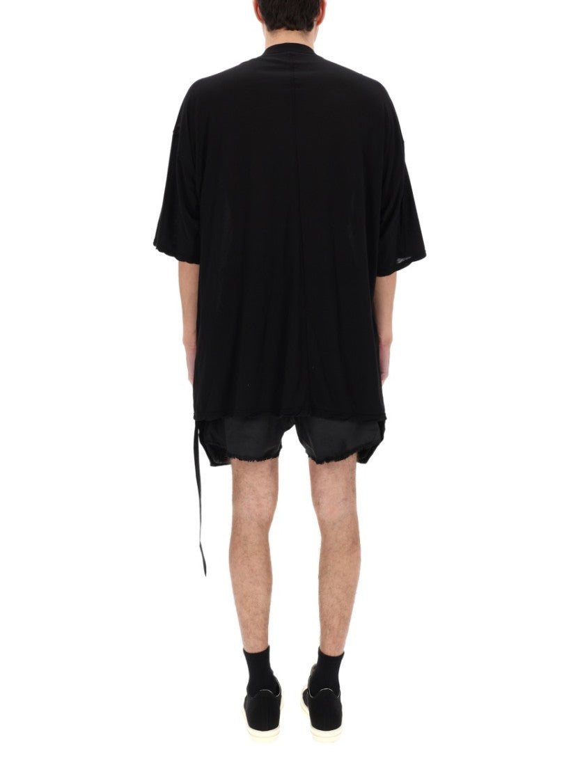 Drkshdw By Rick Owens Black Tommy T Asymmetrical Hem T-Shirt