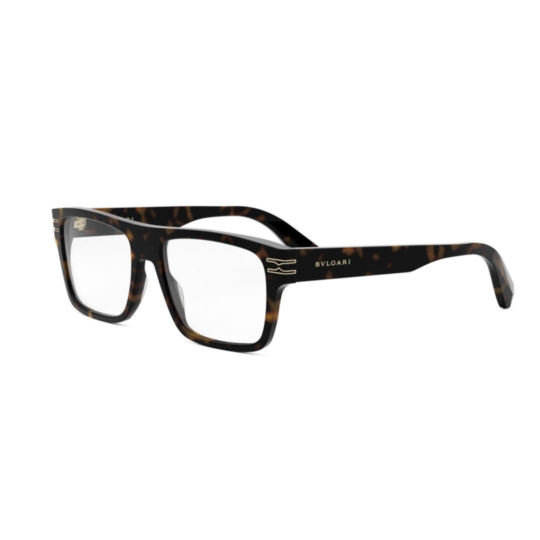 Bulgari Bv50034i Bold Rectangular Tortoiseshell Eyeglasses