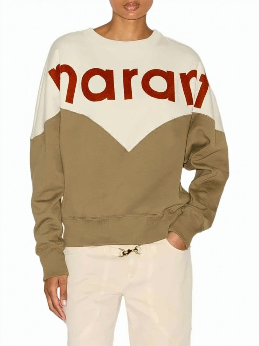 Isabel Marant Two-Tone Long-Sleeve Sweatshirt With Oversized Lettering