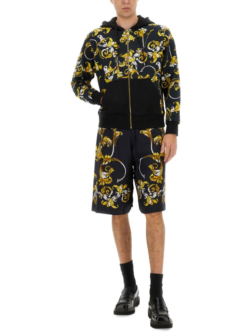 Versace Jeans Couture Shorts With Baroque Outline Print