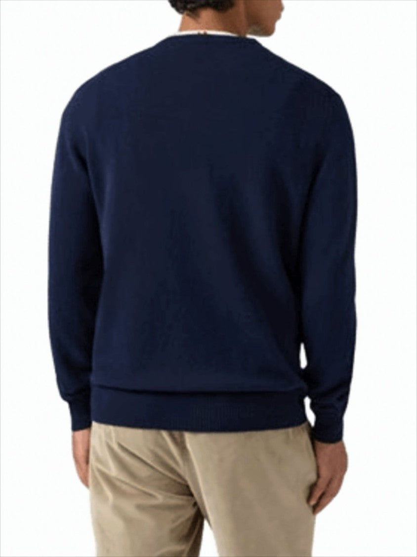 Mc2 Saint Barth Merino Wool Crew Neck Sweater With Ribbed Detailing