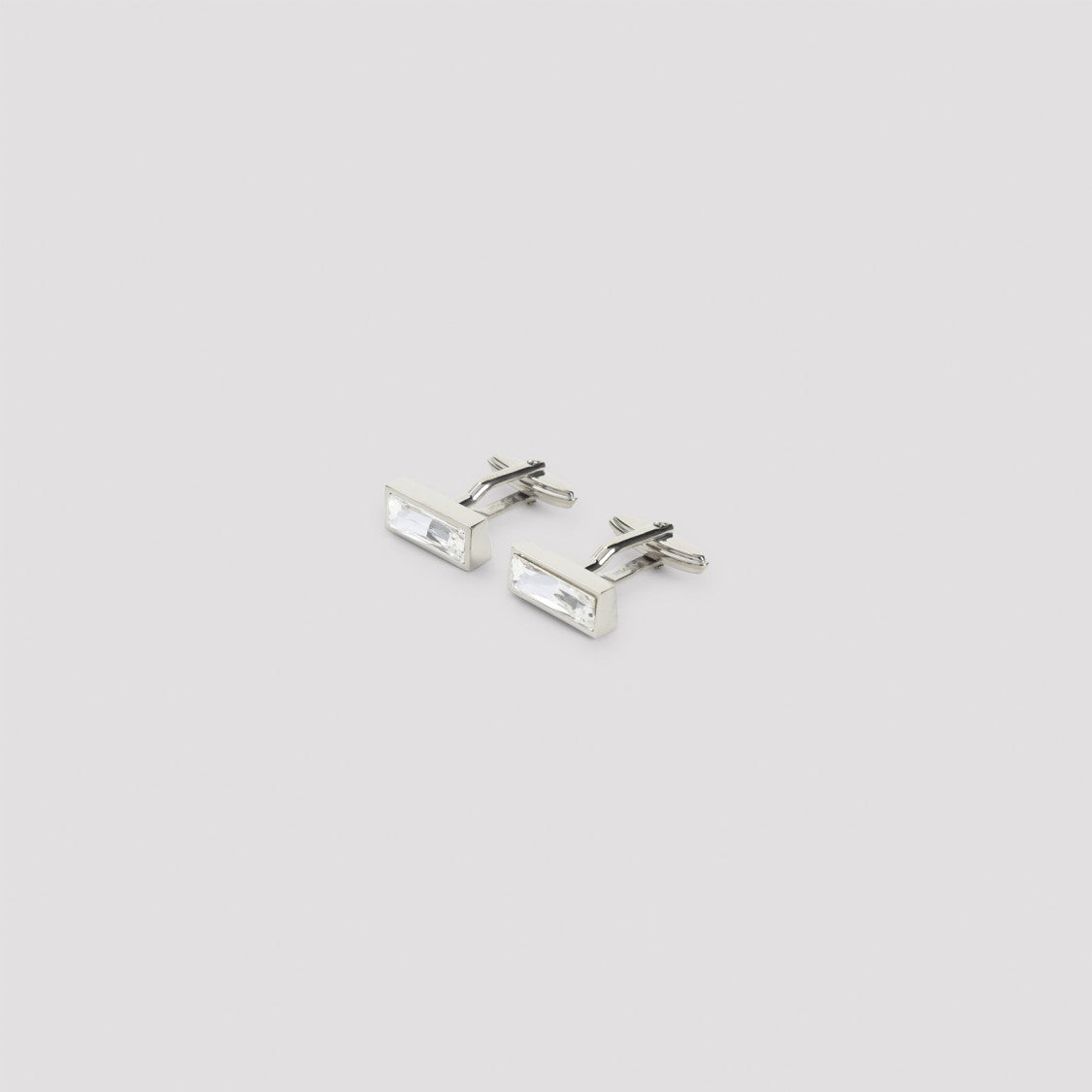 Lanvin Polished Brass Rectangular Cufflinks With Faceted Stone