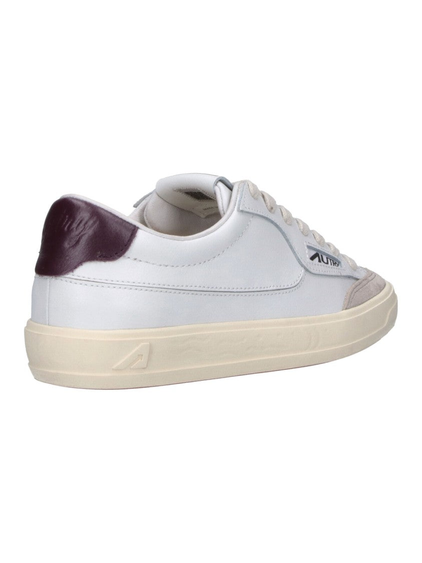 Autry White Windscape Low Leather Suede Accent Sneakers