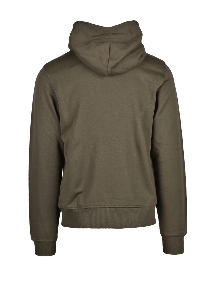 Diesel Military Green Cotton Hoodie With Graphic Print