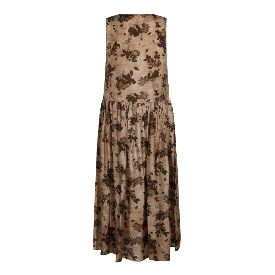 Uma Wang Sleeveless Bohemian Floral Gathered Waist Day Dress