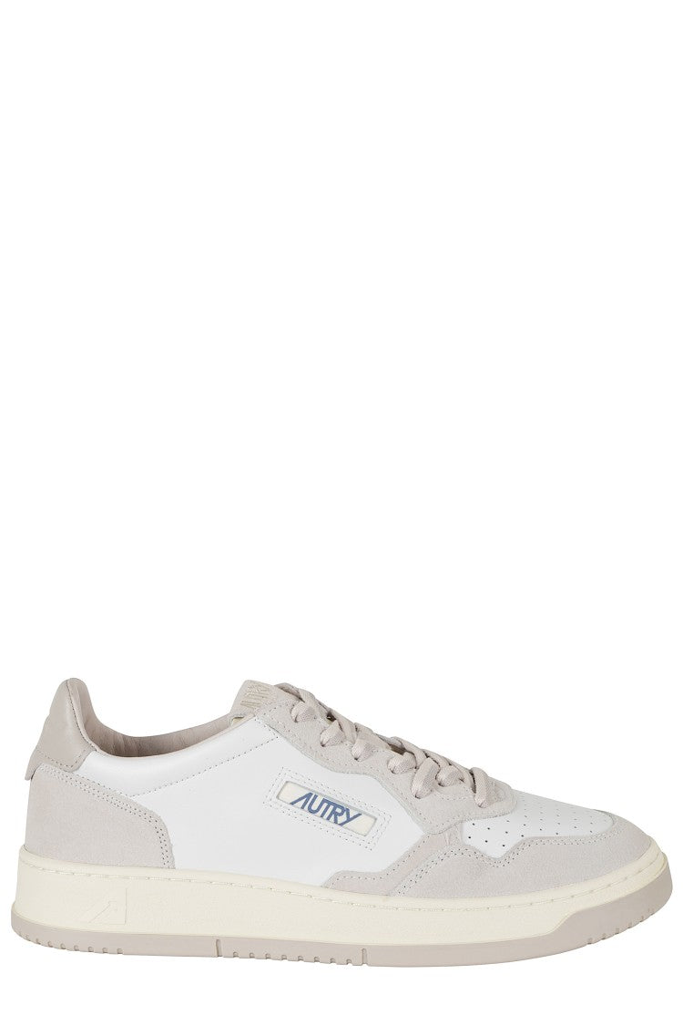 Autry White Gray Medalist Low Two-Tone Laces Leather Sneakers
