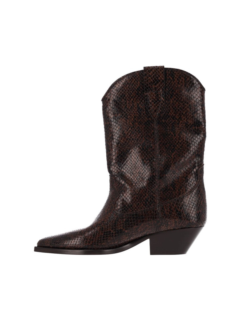 Isabel Marant Brown Duerto Snakeskin-Effect Calfskin Boots