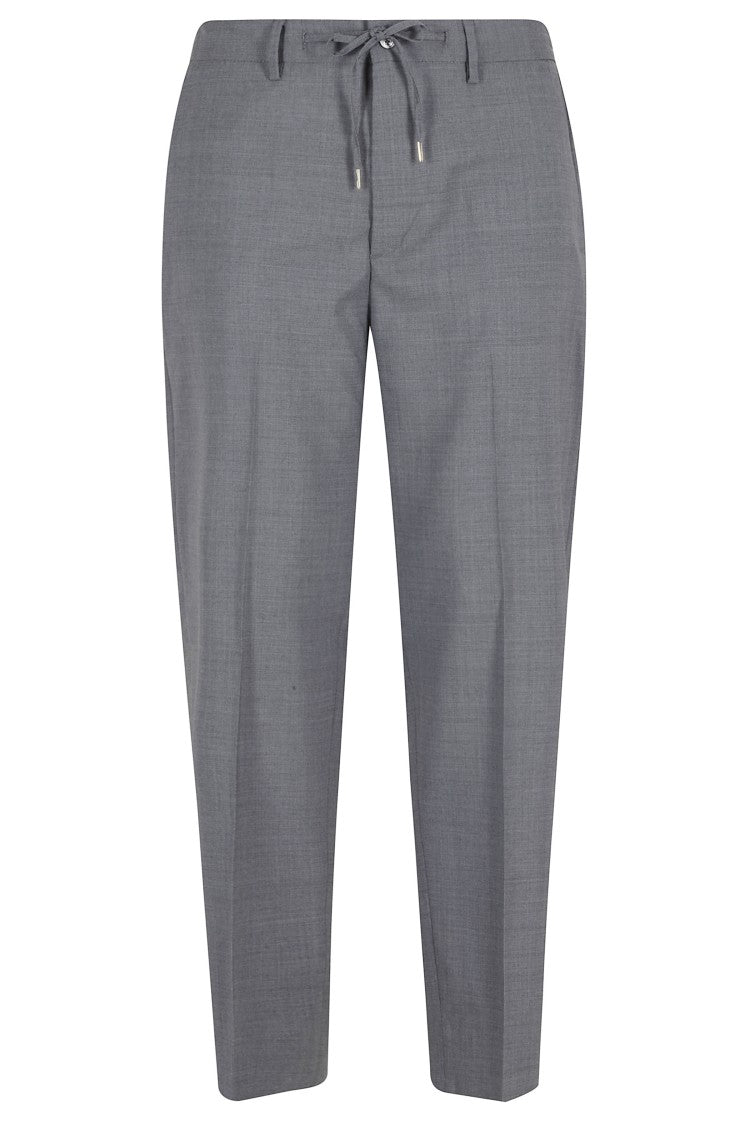 Briglia Gray Covents Drawstring Waist Wool-Blend Straight-Leg Pants