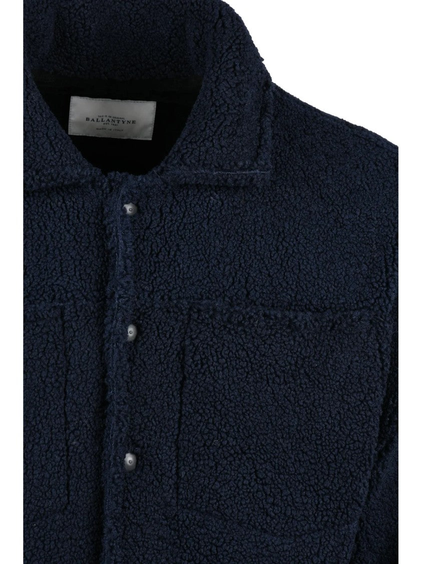Ballantyne Blue Plush Snap Button Polyester Overcoat