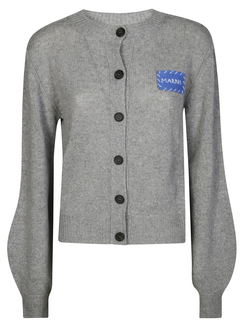 Marni Ribbed Button-Down Cardigan With Voluminous Sleeves